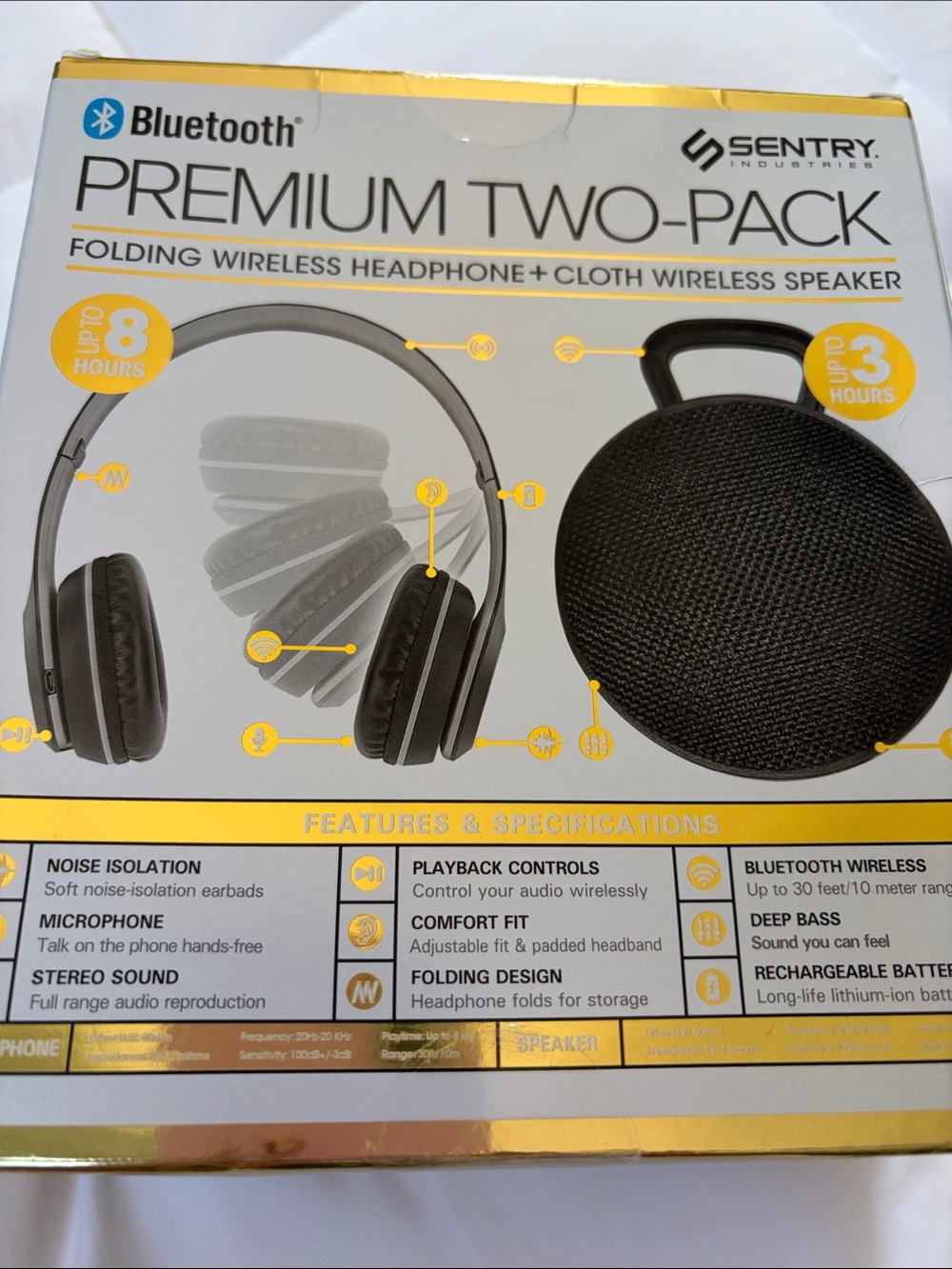 Premium Bluetooth Headphones & Speaker - Black New in Box, Sealed - Picture 3 of 4